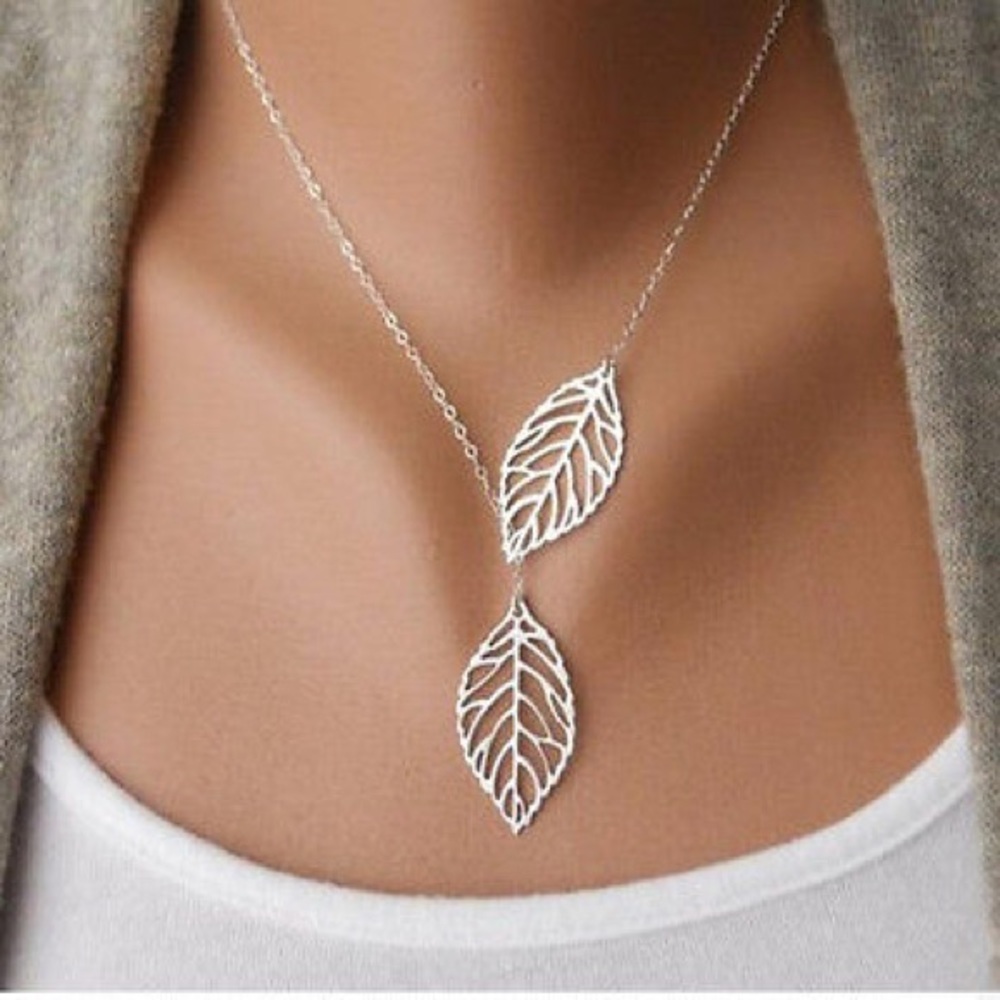 🆕 Boho Adjustable Leaf Lariat Choker Necklace